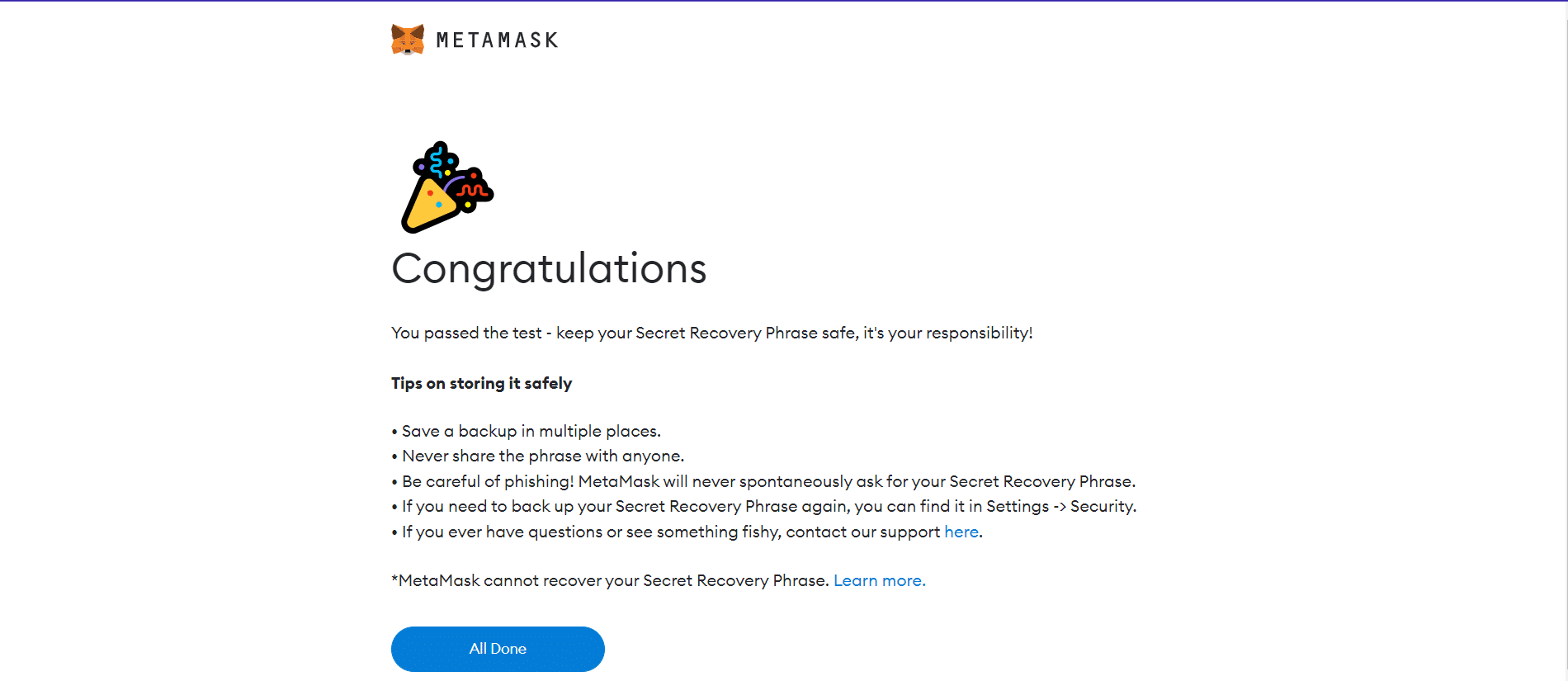 metamask all done