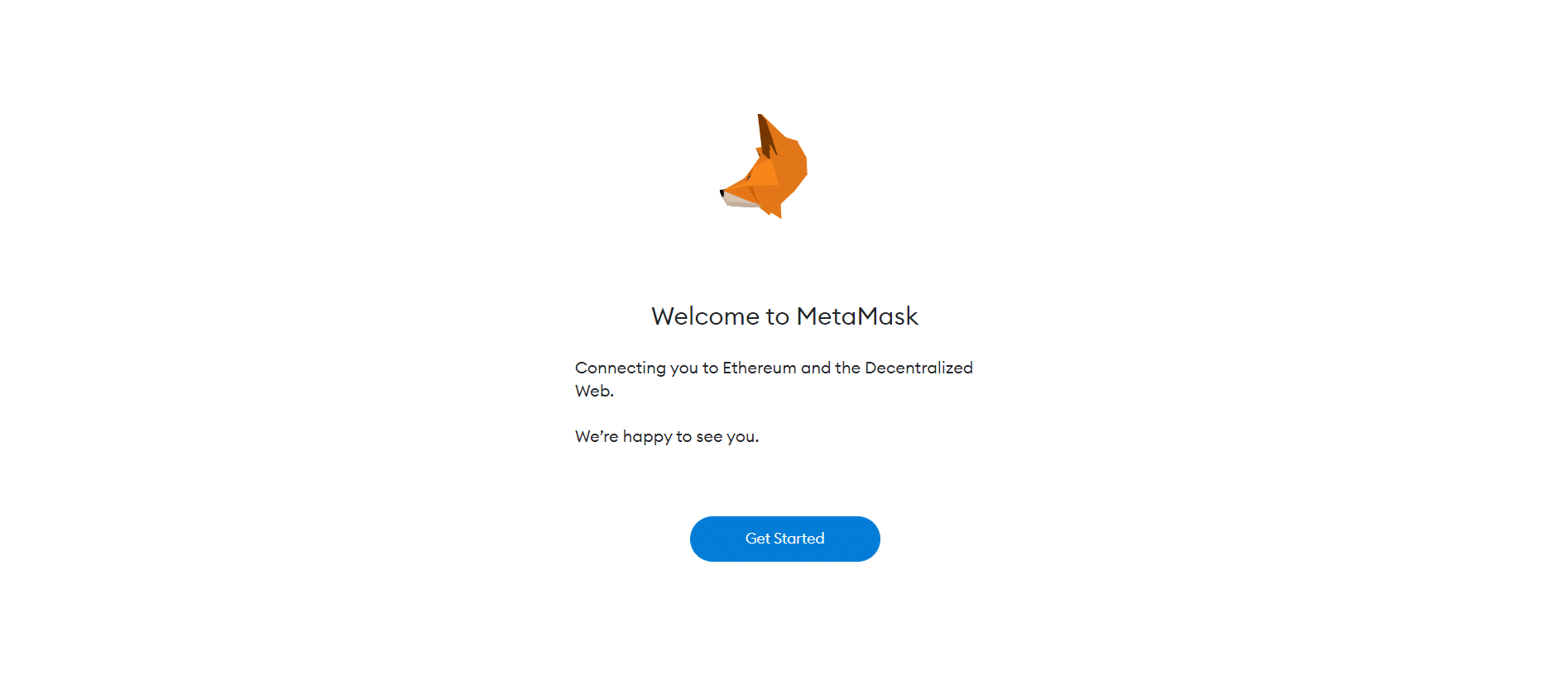 metamask welcome page