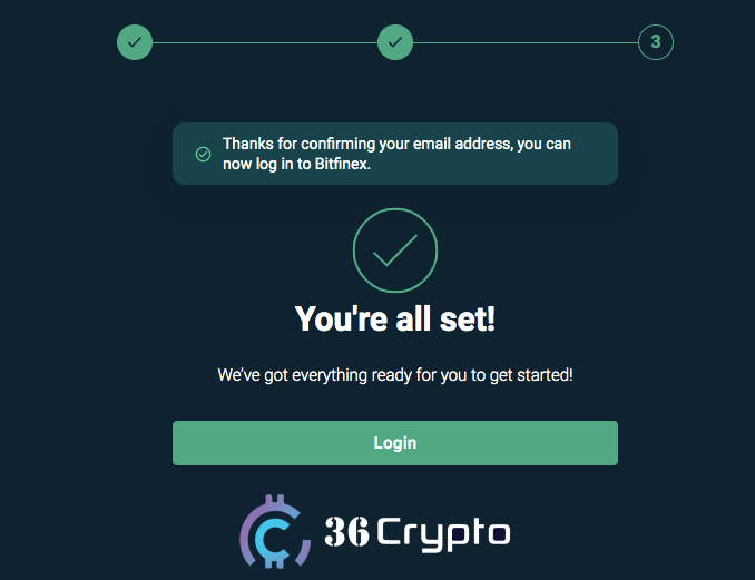 You're all set bitfinex
