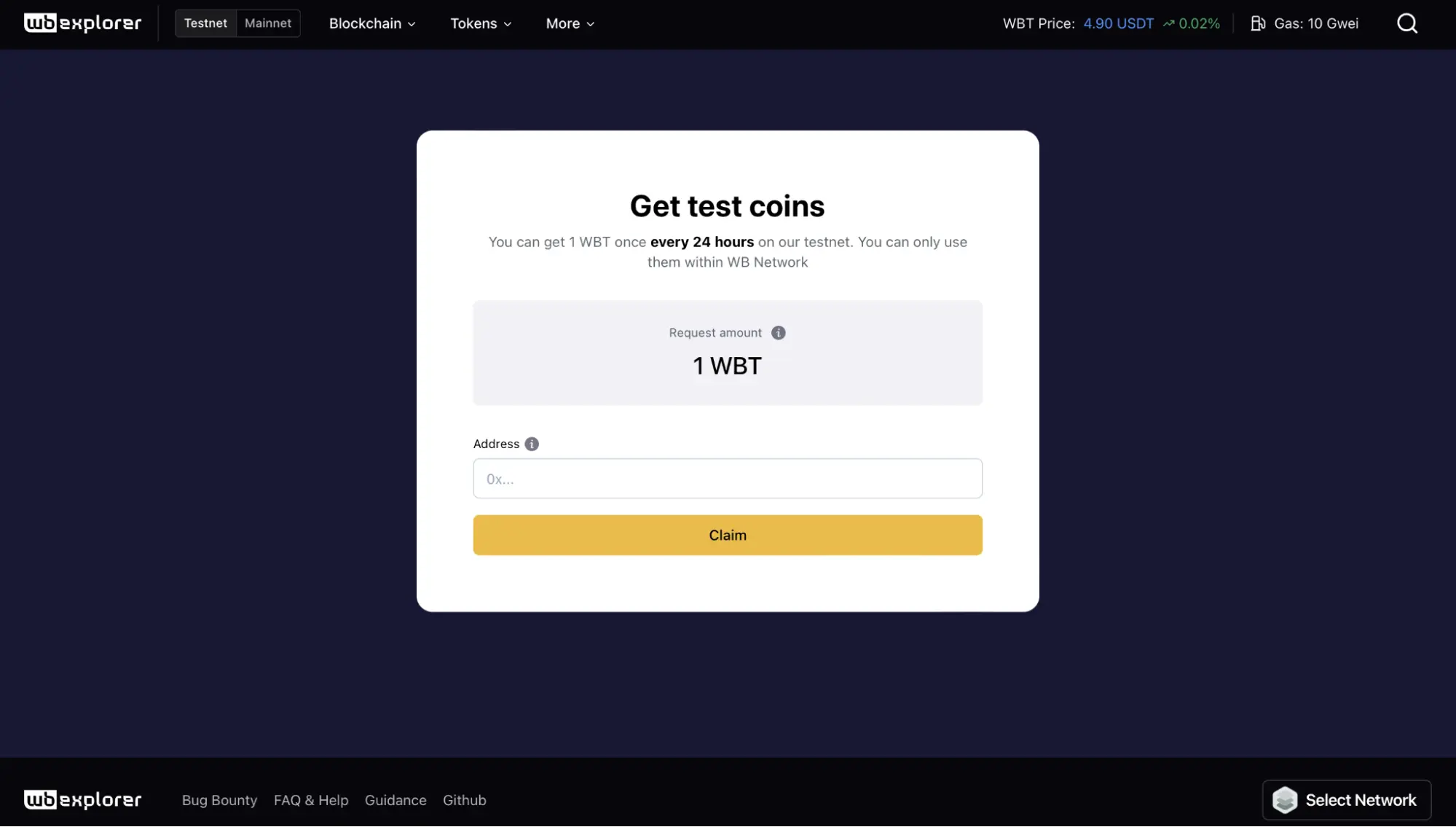 How to Claim Test Coins 