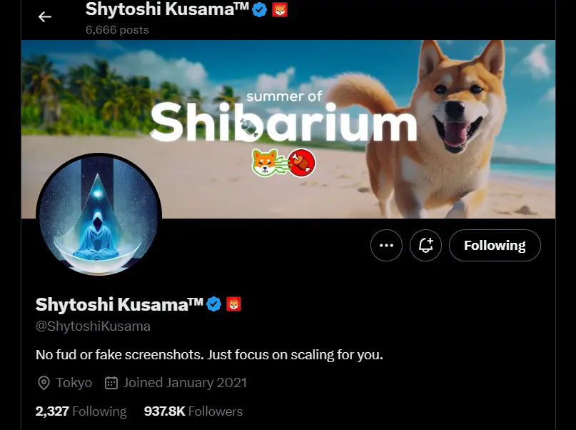 Identify the real Shytoshi Kusama account