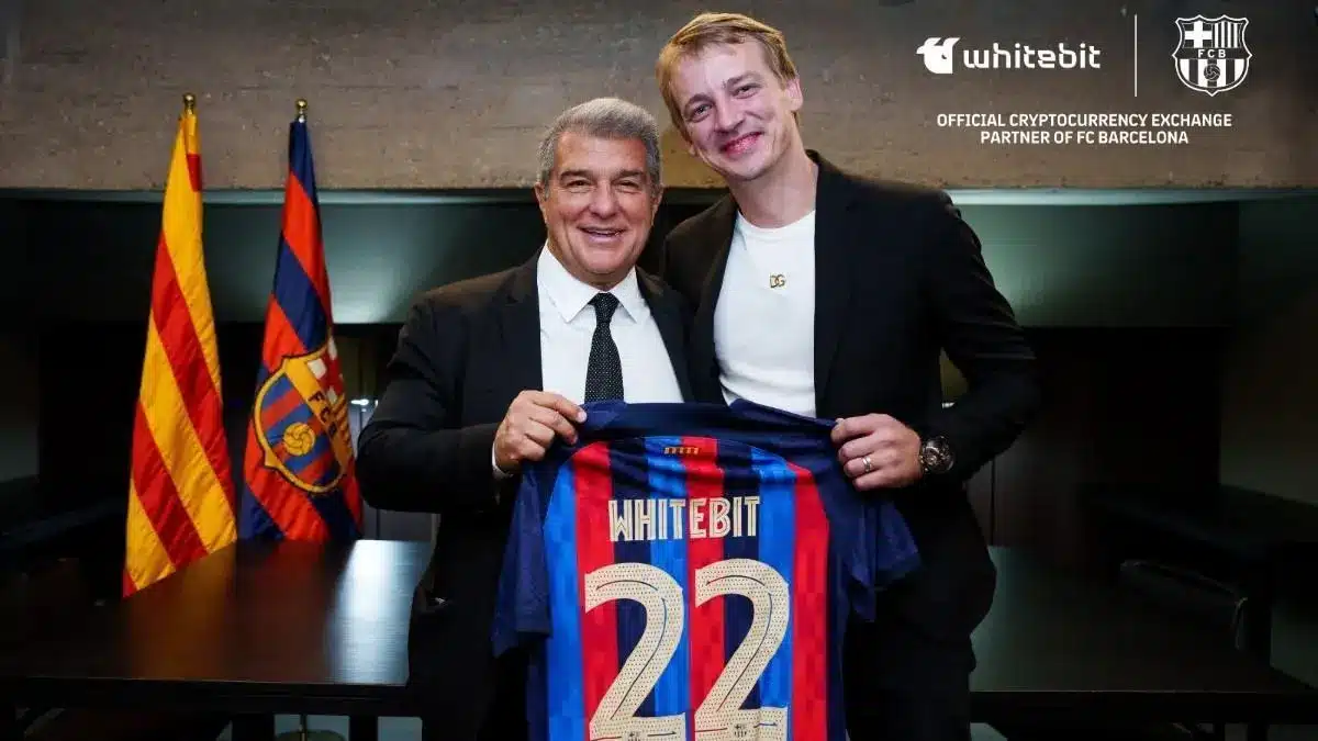 ceo of whitebit and fc barcelona president Joan Laporta