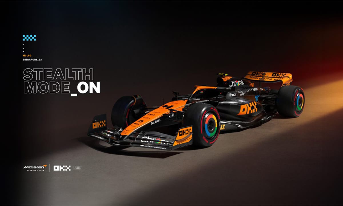 OKX Switch McLaren MCL60 Race Car To Stealth Mode For The Singapore Grand Prix OKX Switch McLaren MCL60 Race Car To Stealth Mode For The Singapore Grand Prix