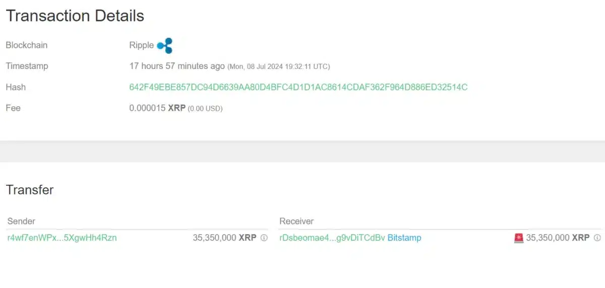 Over 237 Million XRP Transferred in One Day, Triggering Price Decline 1 xrp whale transfer