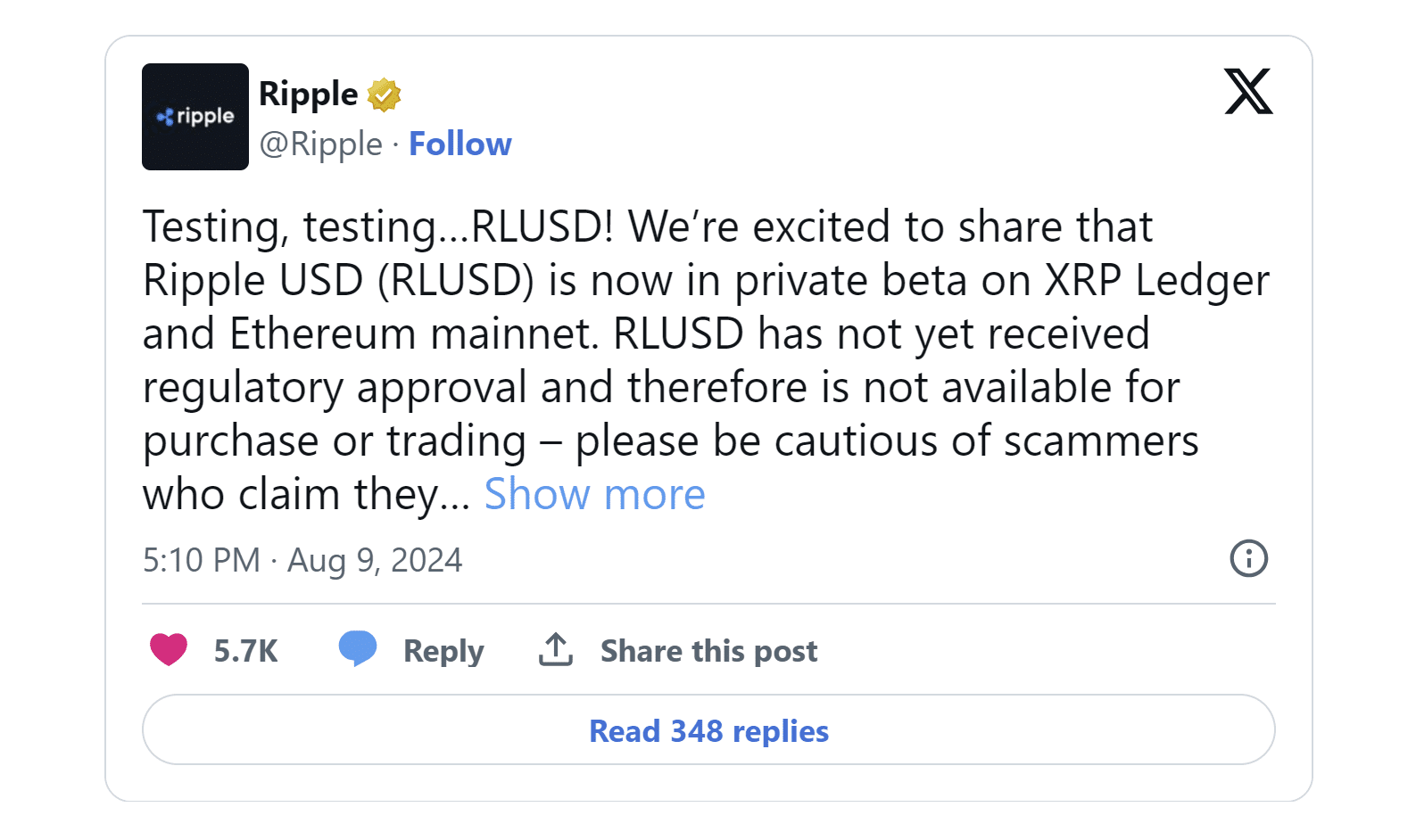 ripple tweet