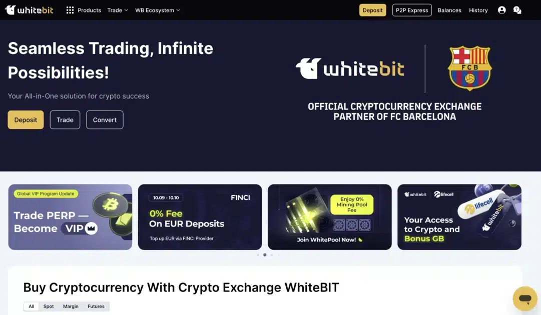 whitebit website homepage