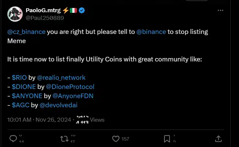 Binance CZ Calls Memecoins "Weird," Pushes for Real Blockchain Applications 2 memecoin backlash