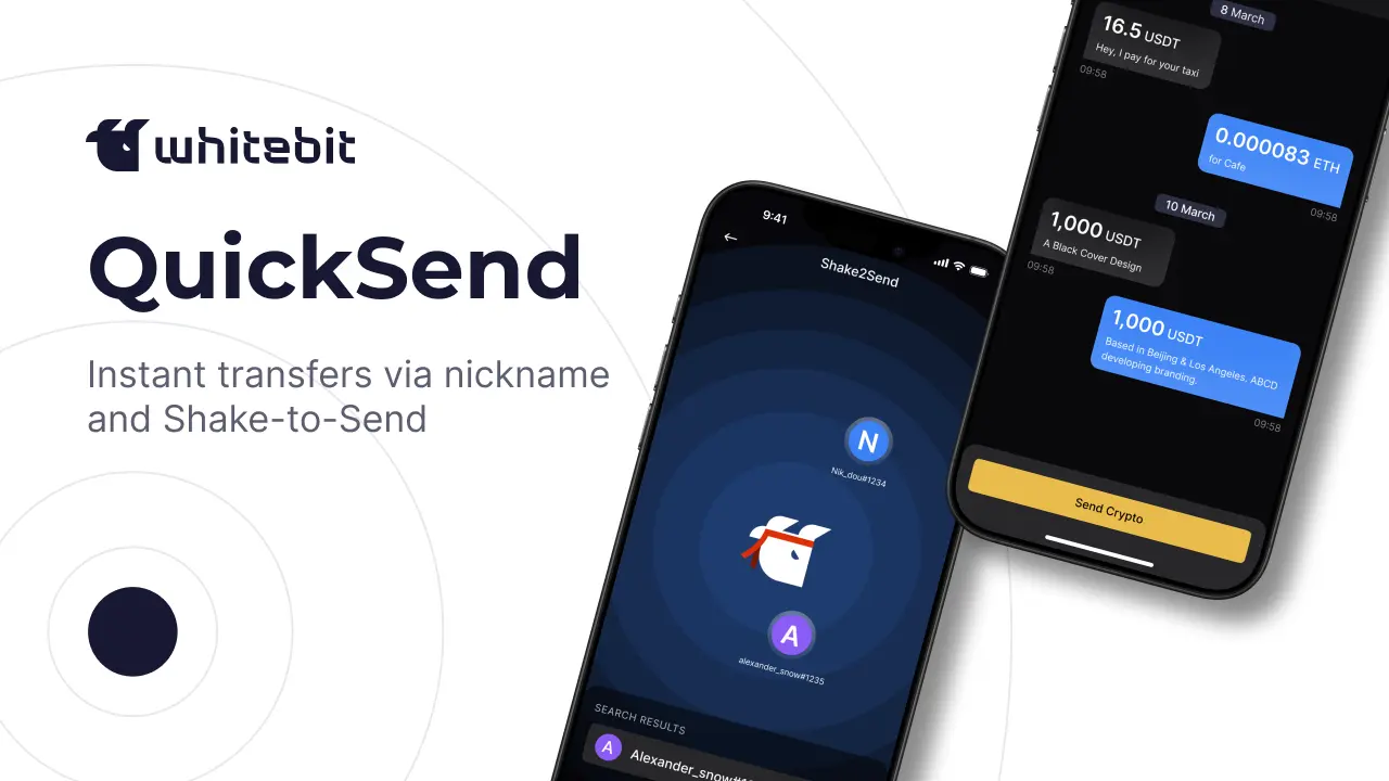 WhiteBIT launches QuickSend and Shake-to-Send for instant transactions