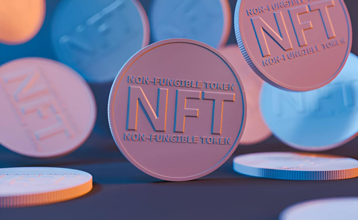  Floating NFT cryptocurrency tokens