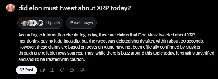 Did Elon Musk Just Tweet About XRP? 1 grok twitter response