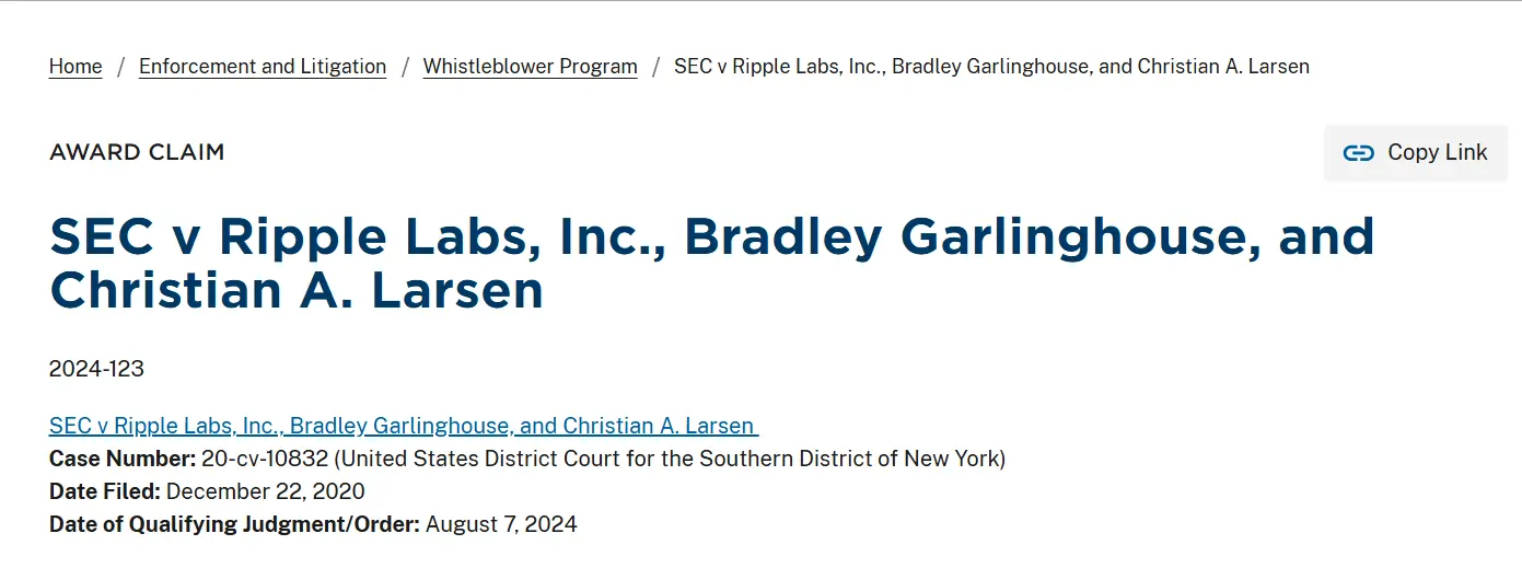 XRP Lawsuit Over? Here is What Happened 1 existing ripple vs sec case file on SEC website