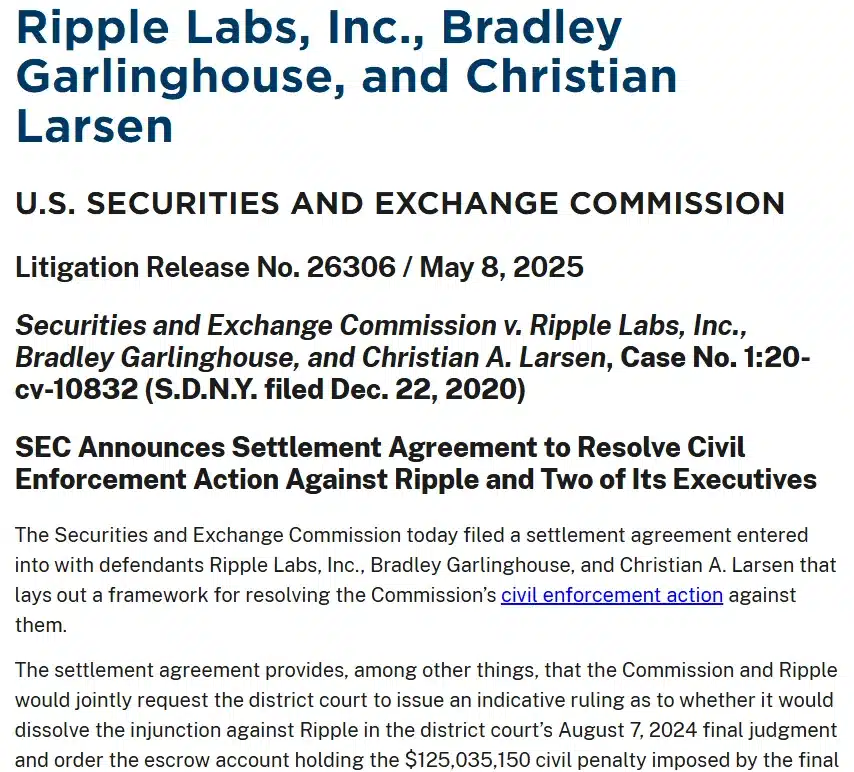 excerpt from SEC announcement
