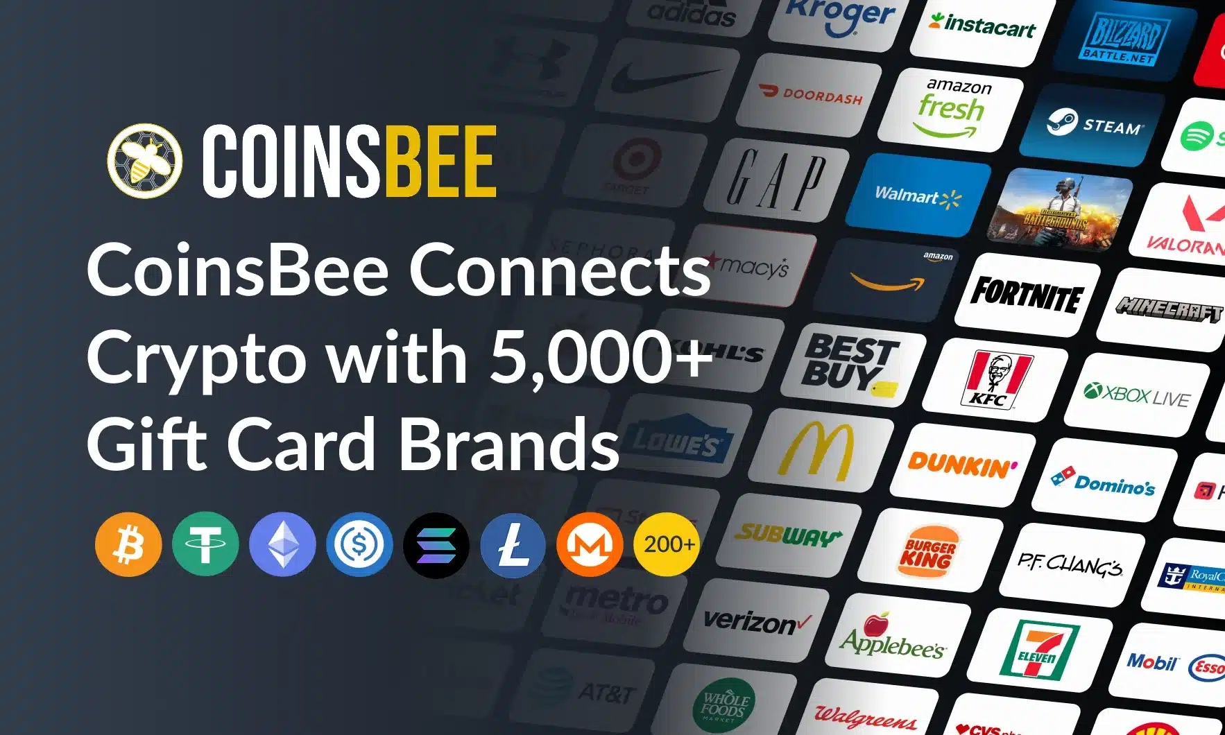CoinsBee Surpasses 5,000 Gift Card Brands, Becoming the Largest Crypto Gift Card Platform Worldwide CoinsBee Surpasses 5,000 Gift Card Brands, Becoming the Largest Crypto Gift Card Platform Worldwide