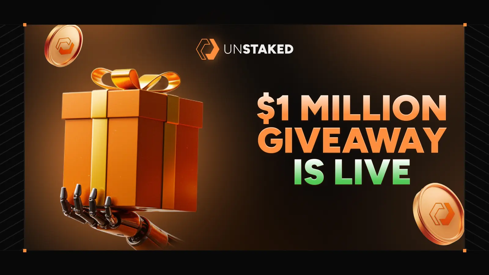 $1M Giveaway: Unstaked Leads Presale Crypto Coins as Cardano Trends and Chainlink Slips logo