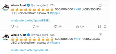 1,000,000,000 XRP Shake Markets as Ripple’s Massive Unlock Targets $2.33 Zone 1 xrp