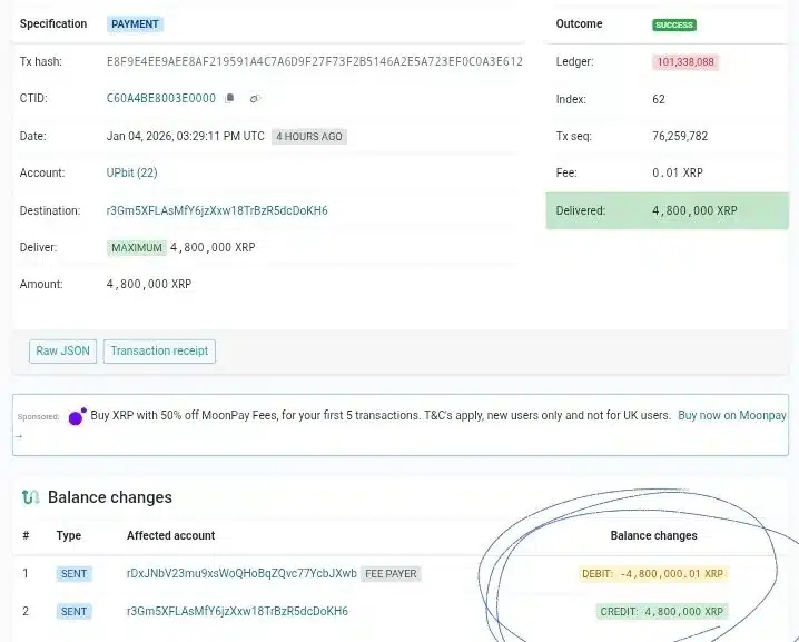 xrp whale transfer