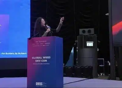 Molly keynotes at GWDC 2026. (PRNewsfoto/HTX Ventures)