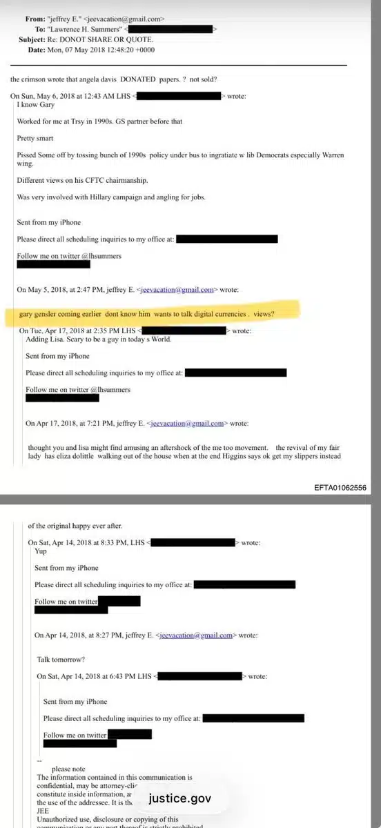 gary gensler mentions in the epstein files