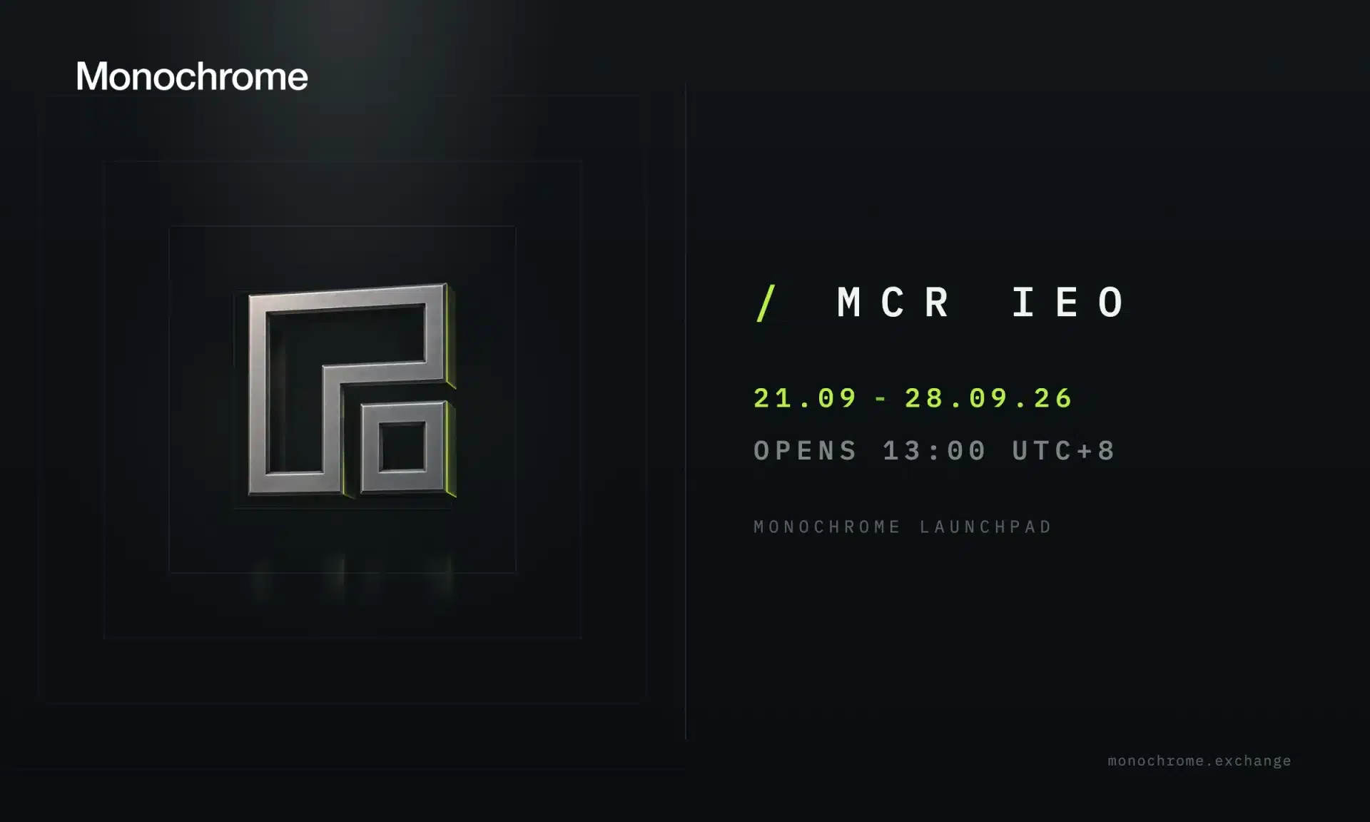 Multi-Asset Trading Venue Monochrome Exchange Announces IEO of Its Native Token, $MCR